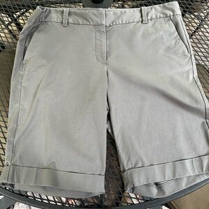 Ann Taylor Gray Cuffed Cotton Shorts  ~ 10" Inseam ~ Size 12